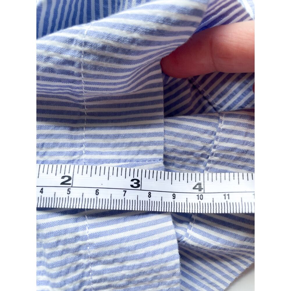 Women's J.Crew Paper Bag Blue and White Pin Stripe Cotton Shorts Size 10 - Picture 8 of 8